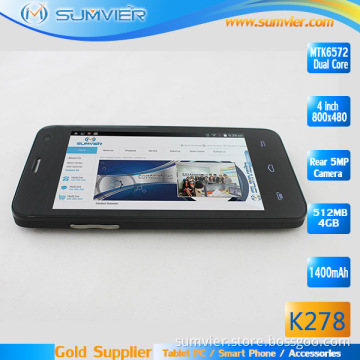 Cheap OEM Smart Phone Mtk6572 Dual Core 4inch WVGA 800X480